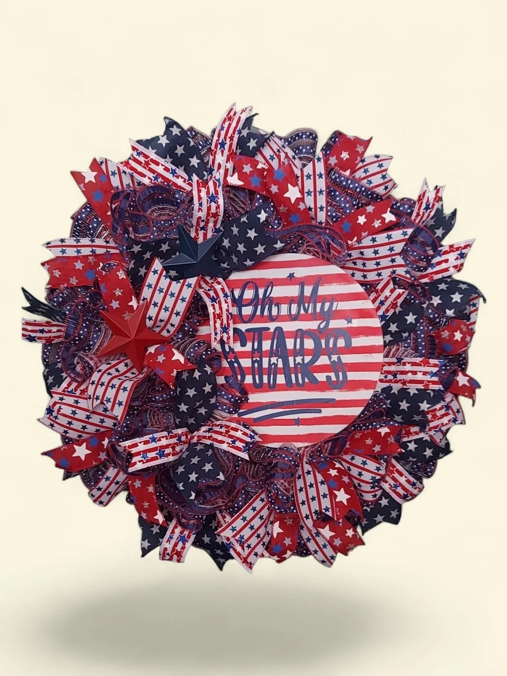 Oh My Stars Patriotic Red, White & Blue Holiday Wreath